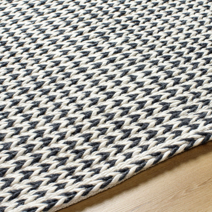 Lenci Black And White Contemporary Style Hand Woven Area Rug