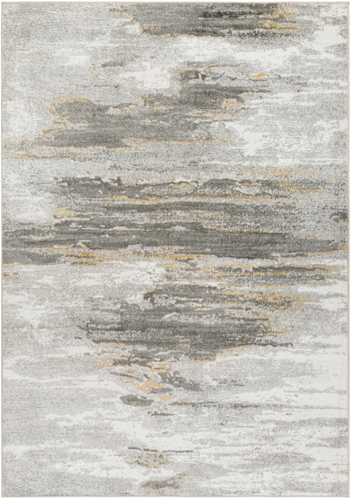 Derex Contemporary Abstract Design Gray And Ivory Rug