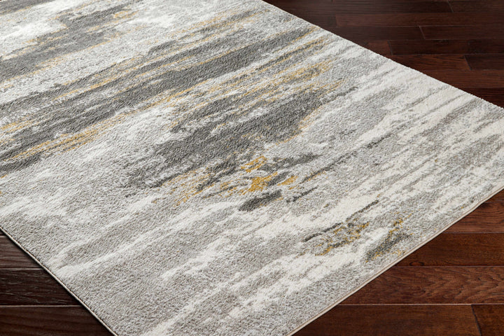 Derex Contemporary Abstract Design Gray And Ivory Rug