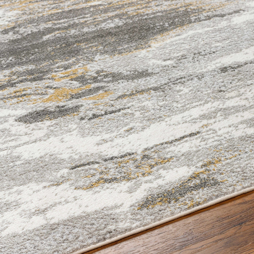 Derex Contemporary Abstract Design Gray And Ivory Rug