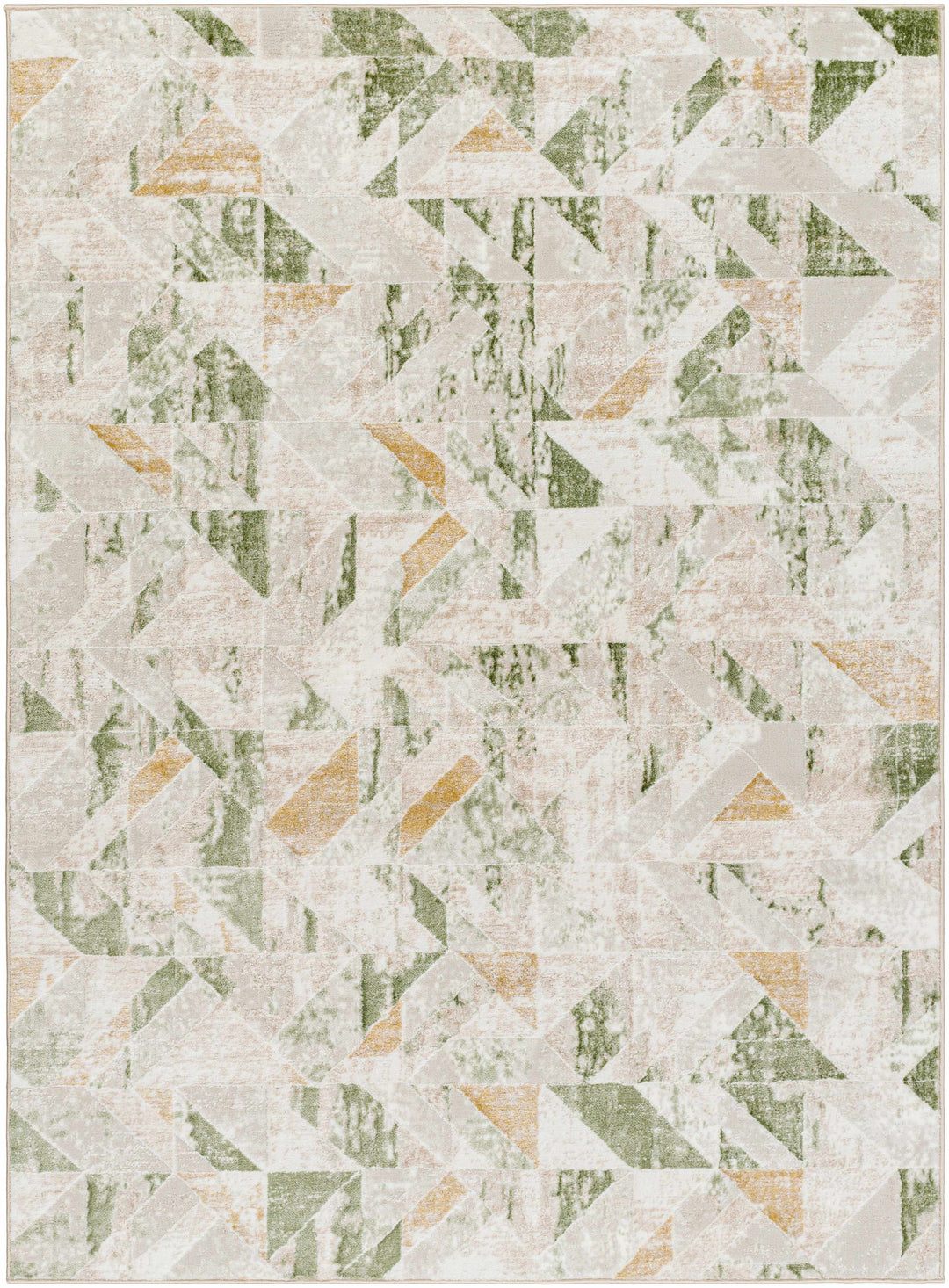 Gonca Green And Gray Contemporary Style Area Rug