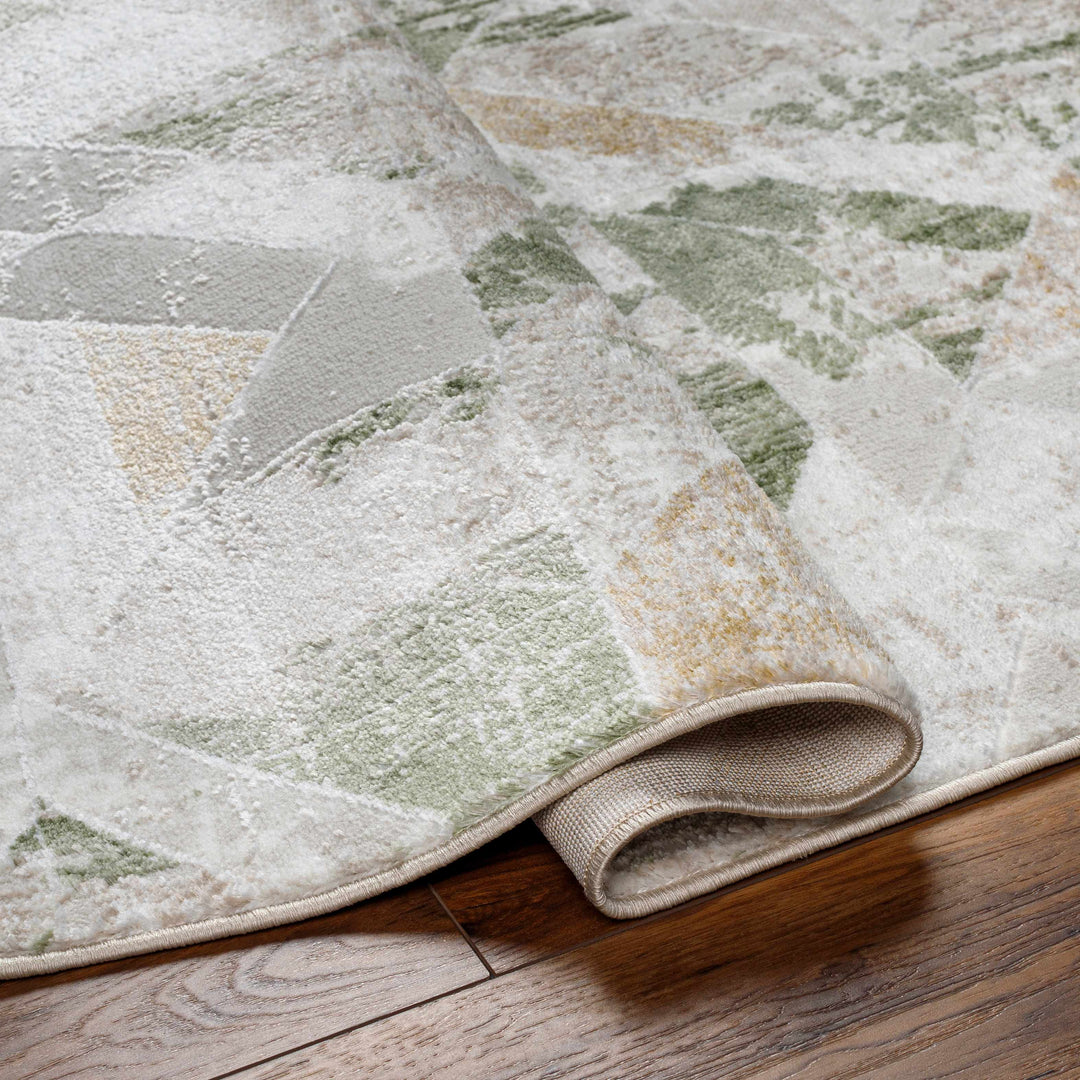Gonca Green And Gray Contemporary Style Area Rug