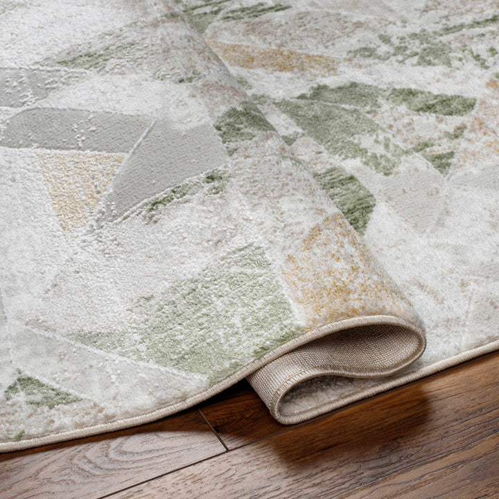 Gonca Green And Gray Contemporary Style Area Rug
