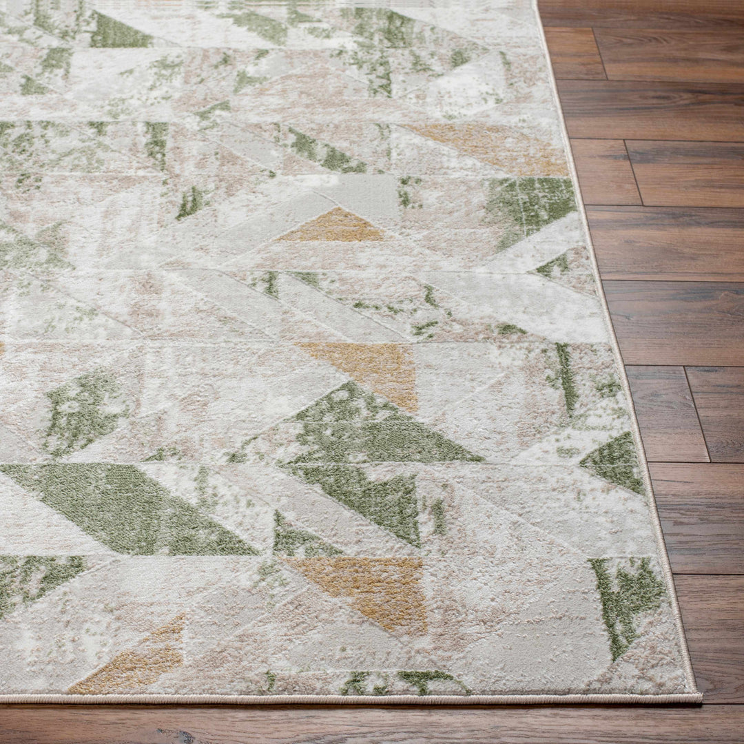 Gonca Green And Gray Contemporary Style Area Rug