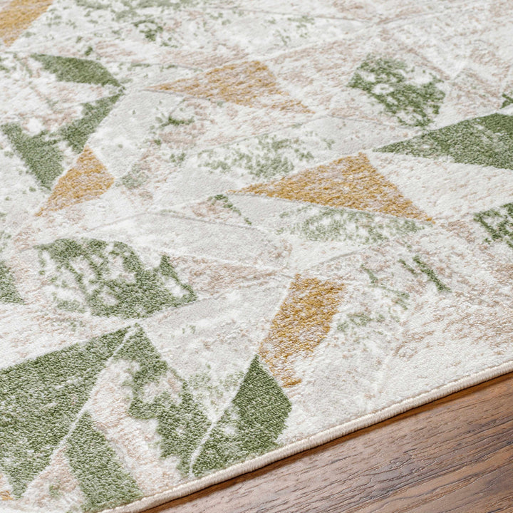 Gonca Green And Gray Contemporary Style Area Rug