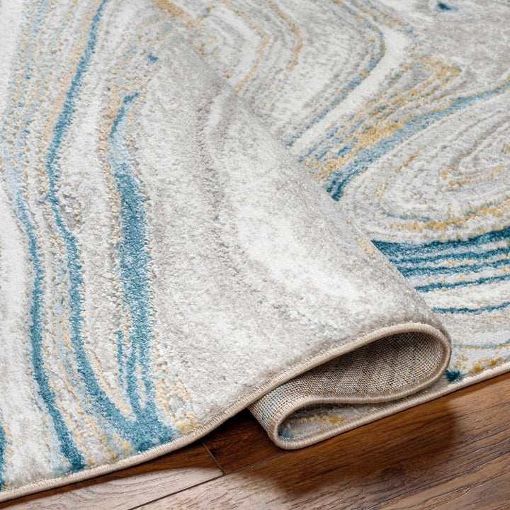 Gregg Contemporary Abstract Design Ivory And Gray Marble Rug