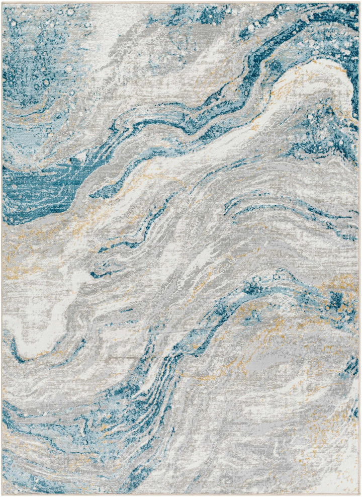 Tess Contemporary Abstract Design Gray And Blue Rug