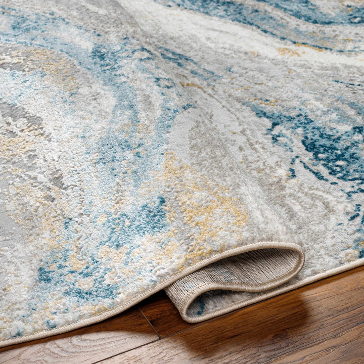 Tess Contemporary Abstract Design Gray And Blue Rug