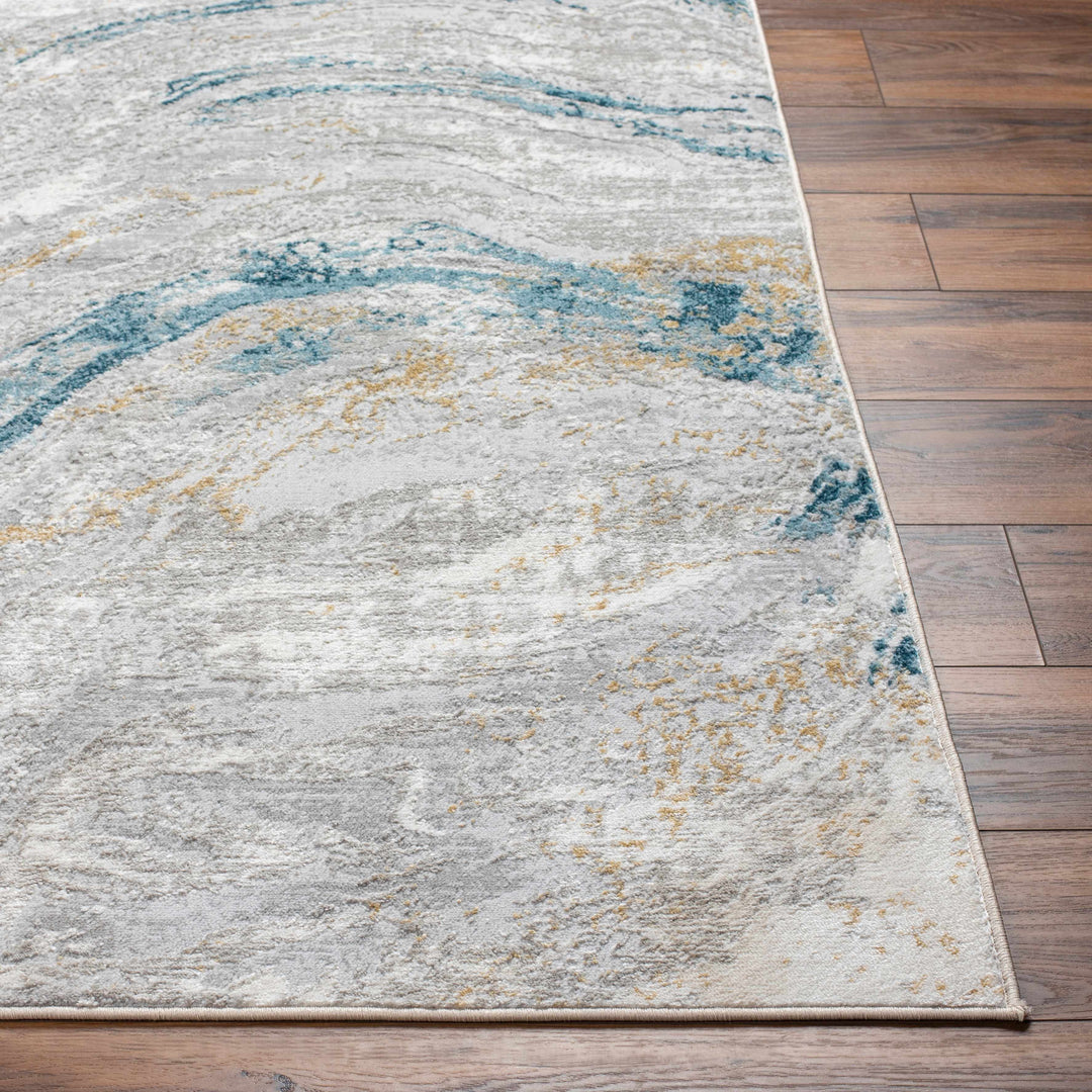 Tess Contemporary Abstract Design Gray And Blue Rug