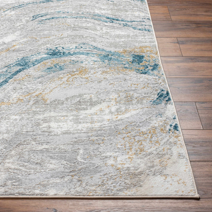 Tess Contemporary Abstract Design Gray And Blue Rug