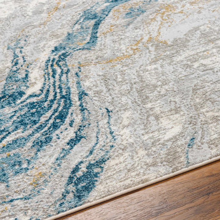 Tess Contemporary Abstract Design Gray And Blue Rug