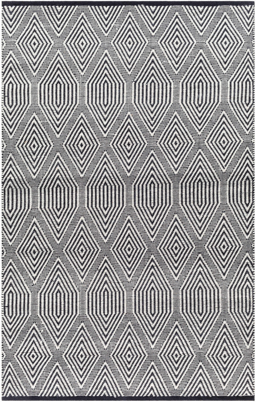 Naya Modern Geometrical Ivory And Black Hand Woven Area Rug