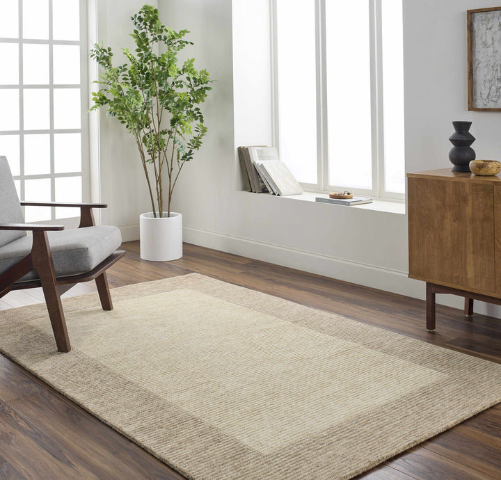 Amadi Modern Solid Design Beige Hand Tufted Wool Area Rug