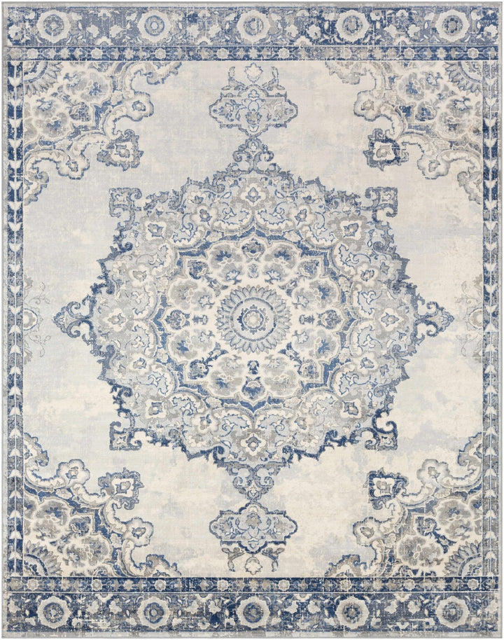 Stanfordville Traditional Style Ivory And Blue Area Rug - The Rug Decor