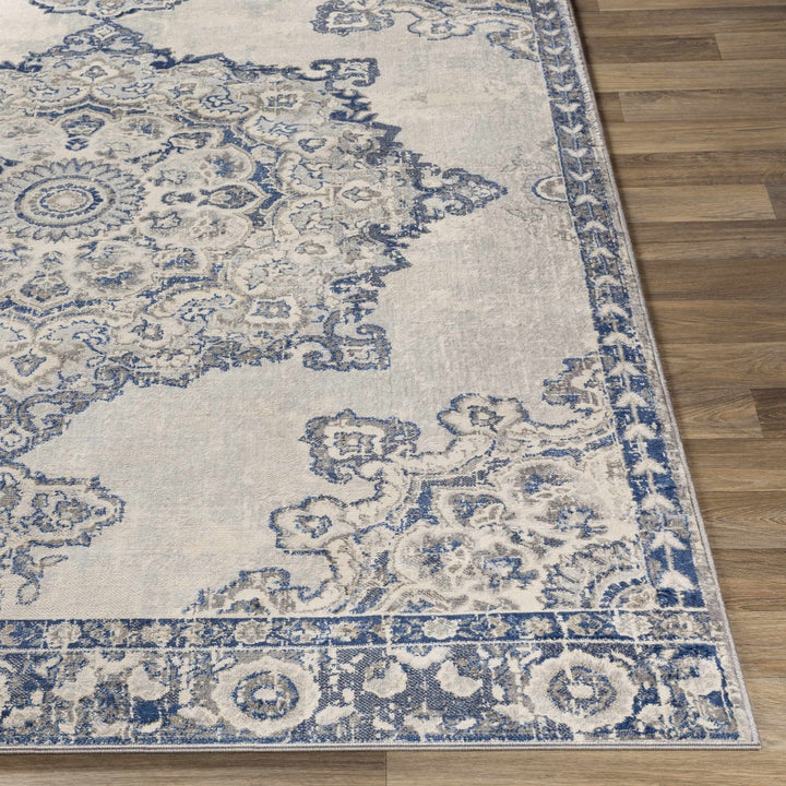 Stanfordville Traditional Style Ivory And Blue Area Rug - The Rug Decor