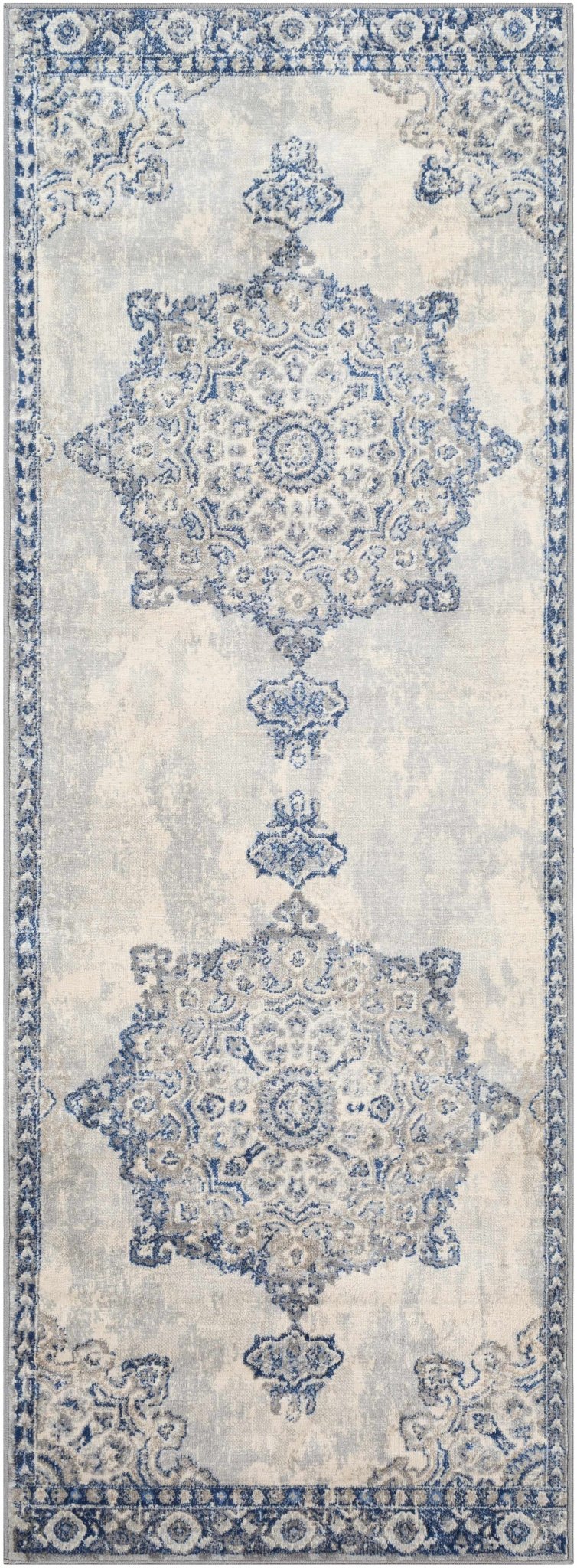 Stanfordville Traditional Style Ivory And Blue Area Rug - The Rug Decor