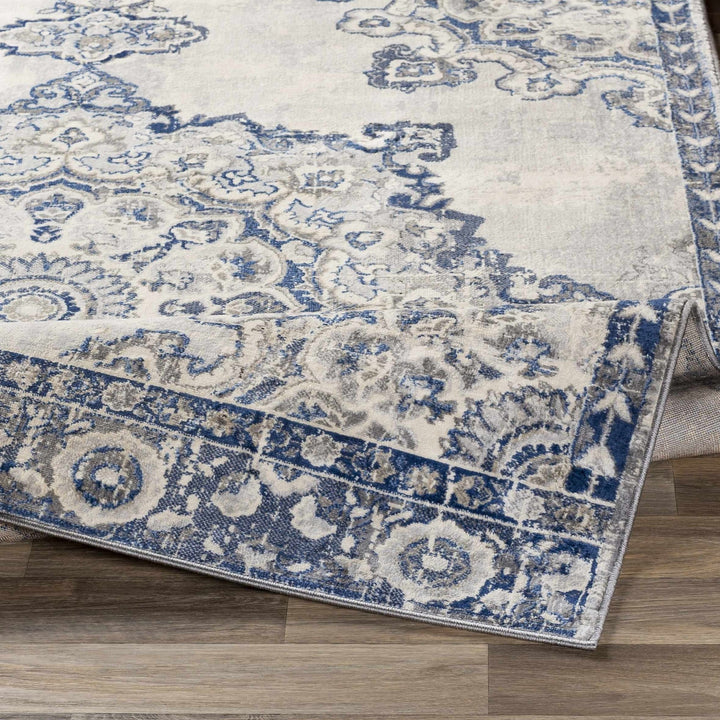 Stanfordville Traditional Style Ivory And Blue Area Rug - The Rug Decor