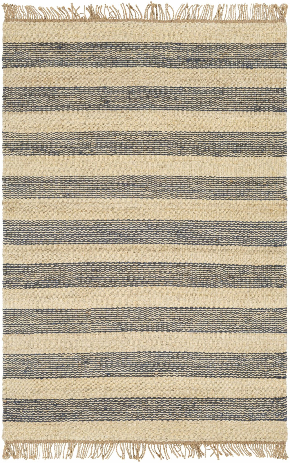Stapleford Modern Stripes Tan And Black Jute Carpet - The Rug Decor