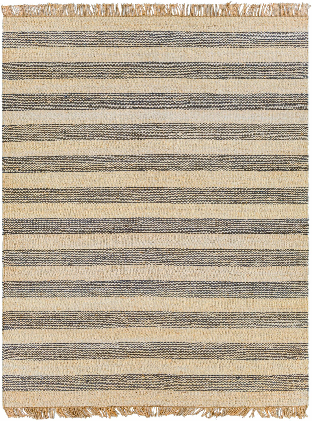 Stapleford Modern Stripes Tan And Black Jute Carpet - The Rug Decor