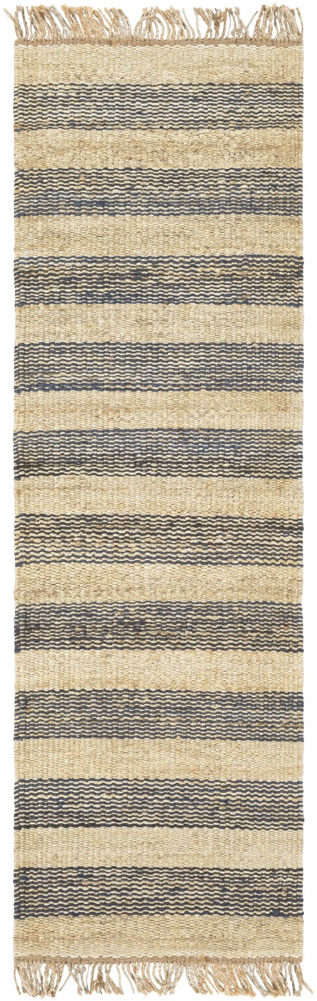 Stapleford Modern Stripes Tan And Black Jute Carpet - The Rug Decor
