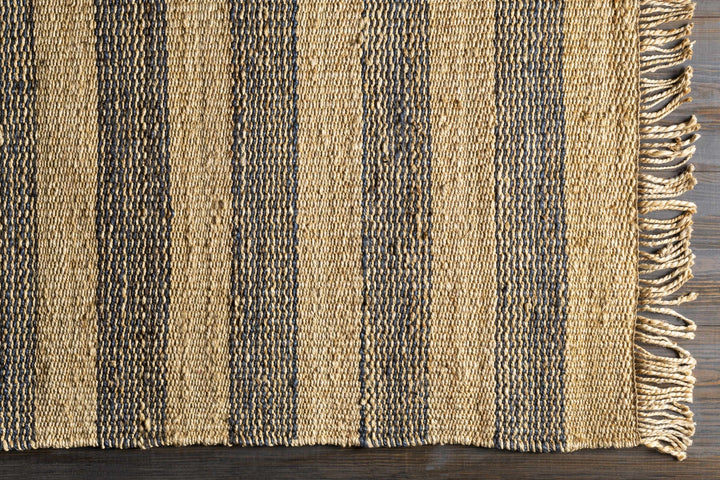 Stapleford Modern Stripes Tan And Black Jute Carpet - The Rug Decor