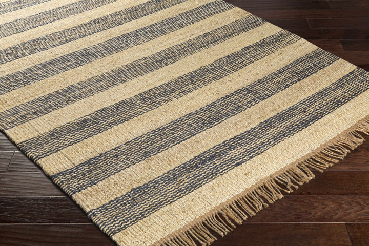 Stapleford Modern Stripes Tan And Black Jute Carpet - The Rug Decor
