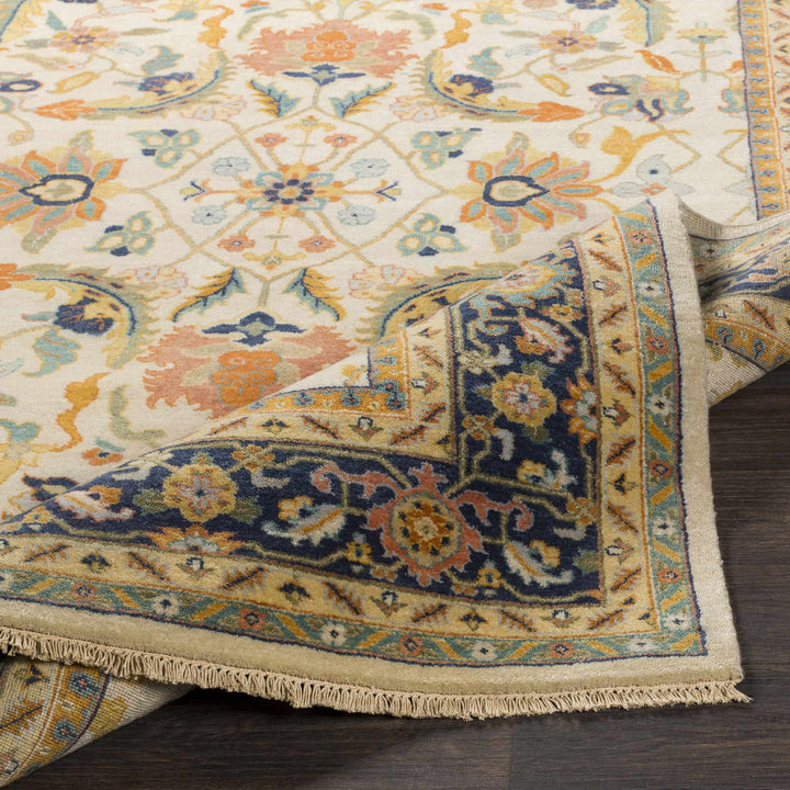 Starford Traditional Style Beige And Blue Hand Knotted Area Rug