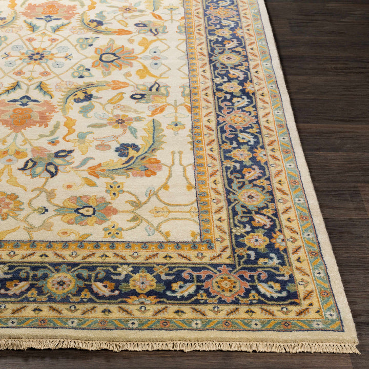 Starford Traditional Style Beige And Blue Hand Knotted Area Rug