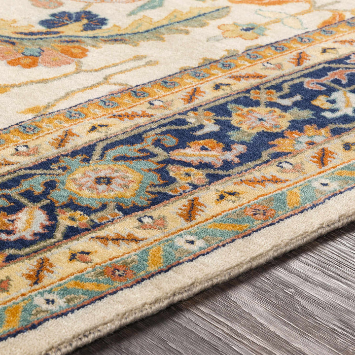 Starford Traditional Style Beige And Blue Hand Knotted Area Rug
