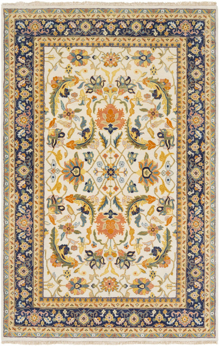 Starford Traditional Style Beige And Blue Hand Knotted Area Rug - The Rug Decor