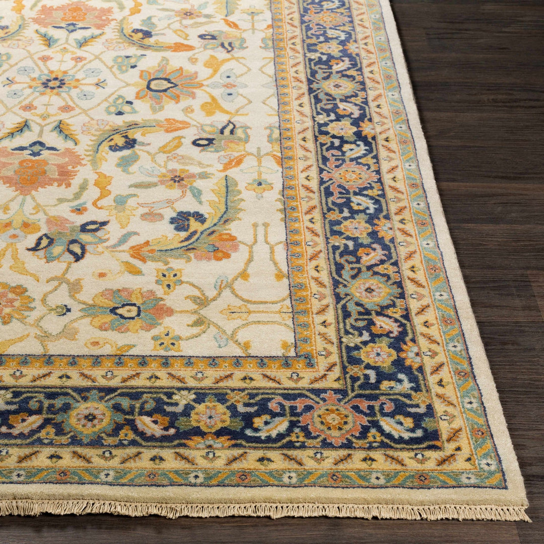 Starford Traditional Style Beige And Blue Hand Knotted Area Rug - The Rug Decor