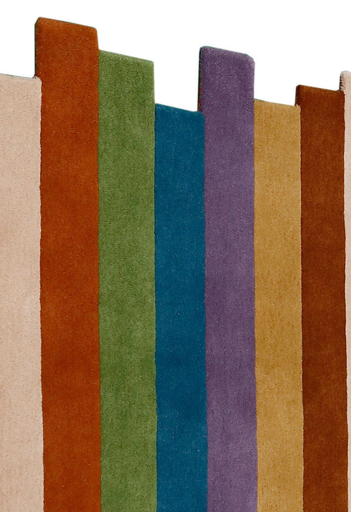 Stax Modern Stripes Design Multicolor Hand Tufted 5x8 Wool Rug - The Rug Decor