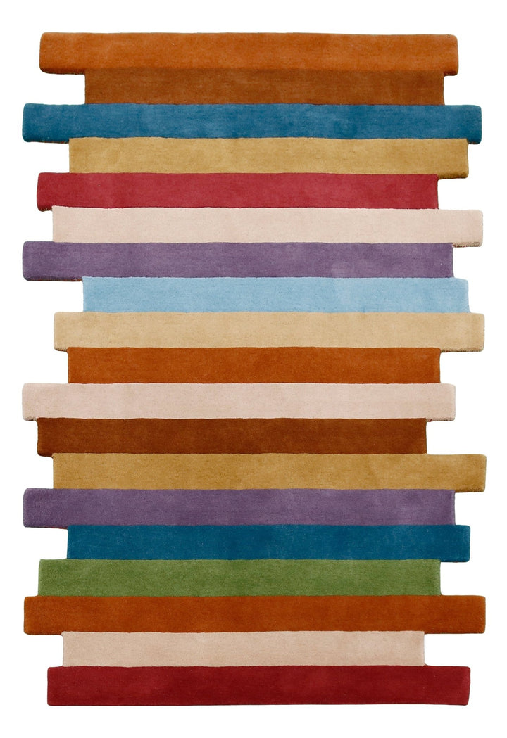Stax Modern Stripes Design Multicolor Hand Tufted 5x8 Wool Rug - The Rug Decor