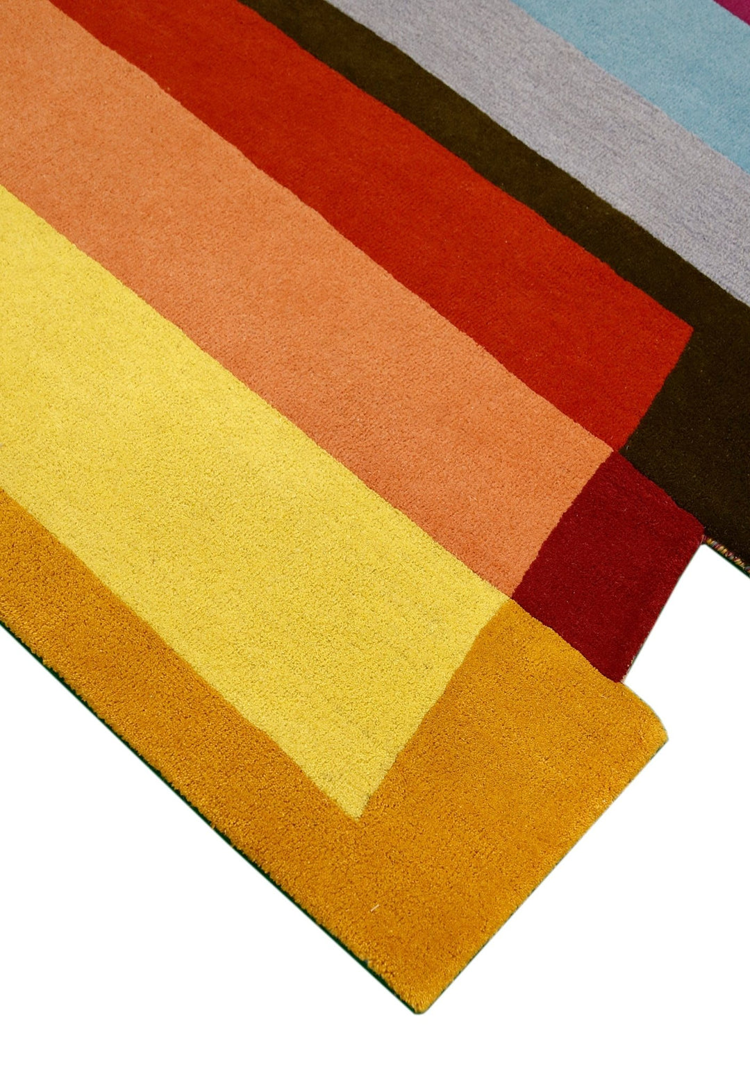 Stax Modern Stripes Pattern Colorful Hand Tufted 5x8 Wool Rug - The Rug Decor