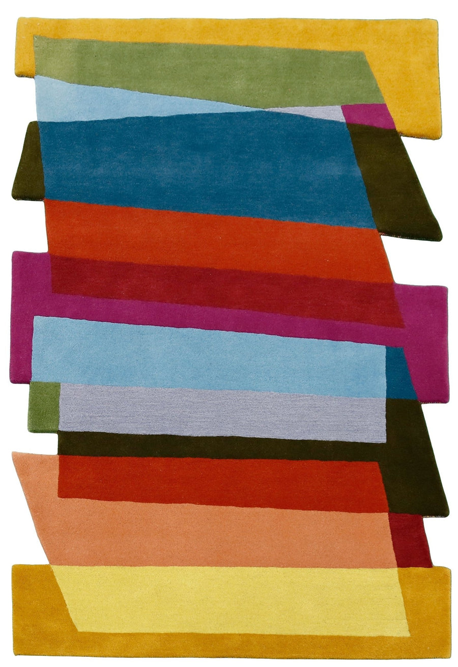 Stax Modern Stripes Pattern Colorful Hand Tufted 5x8 Wool Rug - The Rug Decor
