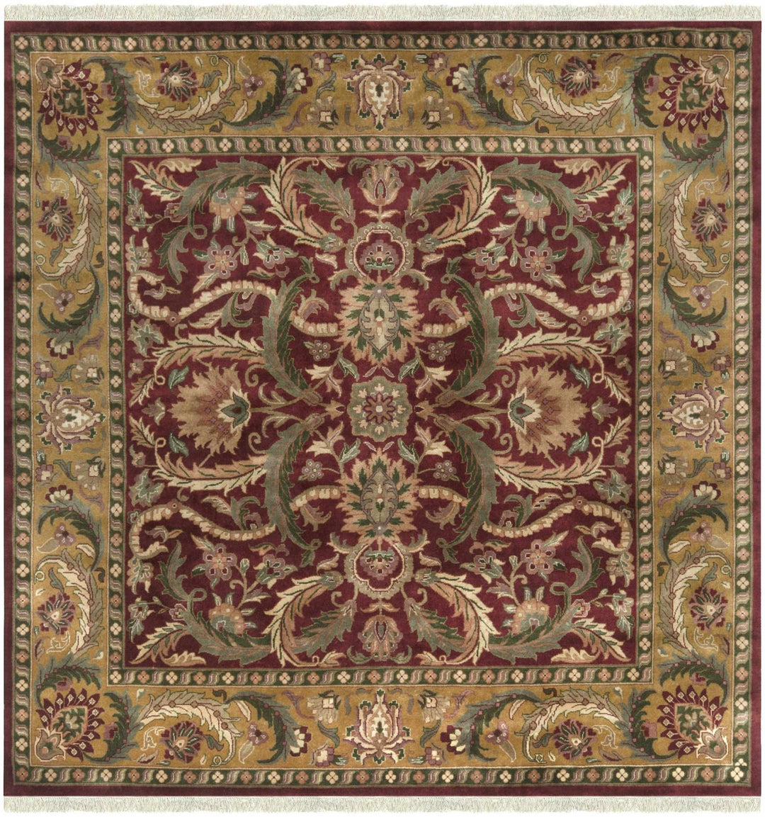 Steuben Traditional Beige And Maroon Hand Knotted Wool Area Rug - The Rug Decor