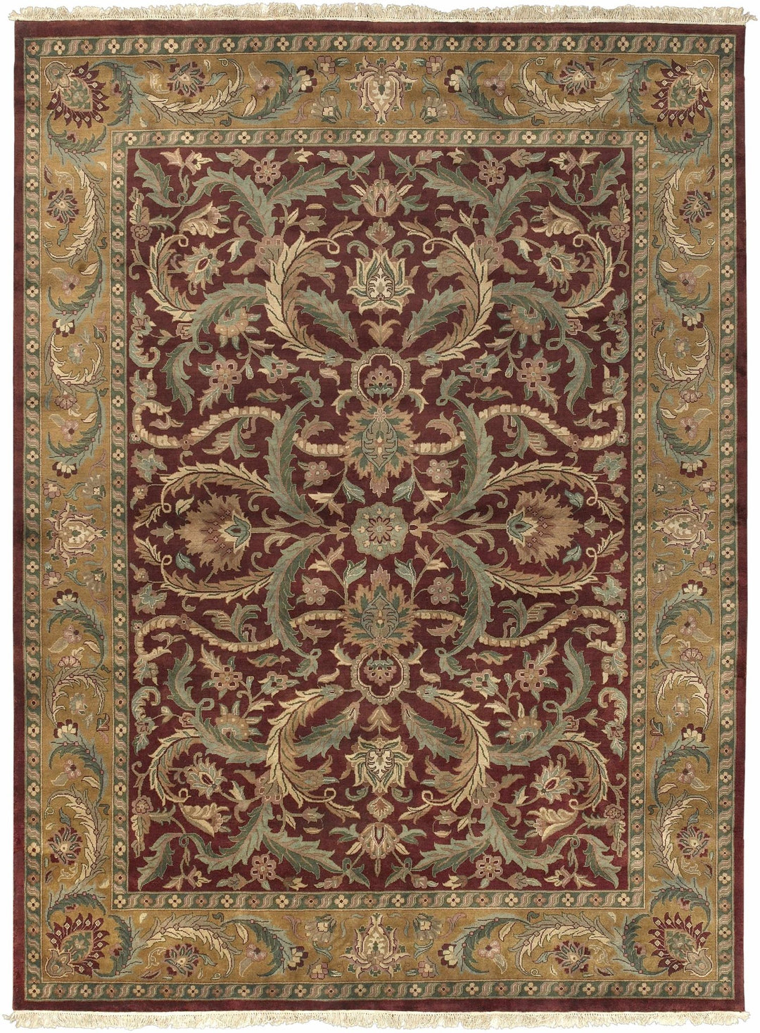 Steuben Traditional Beige And Maroon Hand Knotted Wool Area Rug - The Rug Decor