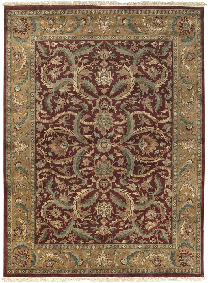 Steuben Traditional Beige And Maroon Hand Knotted Wool Area Rug - The Rug Decor