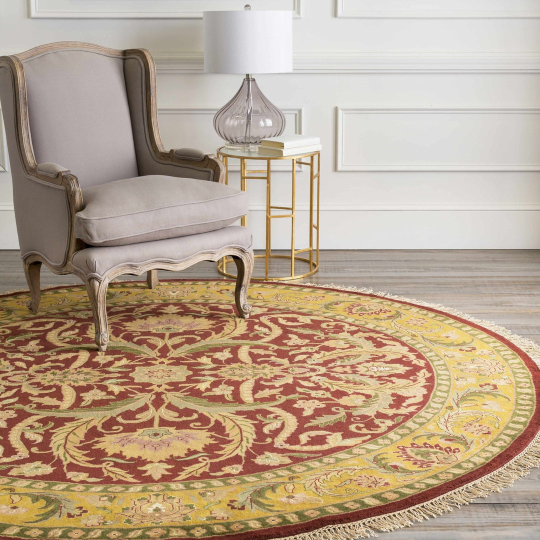 Steuben Traditional Beige And Maroon Hand Knotted Wool Area Rug - The Rug Decor