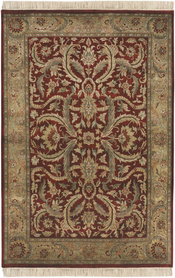 Steuben Traditional Beige And Maroon Hand Knotted Wool Area Rug - The Rug Decor