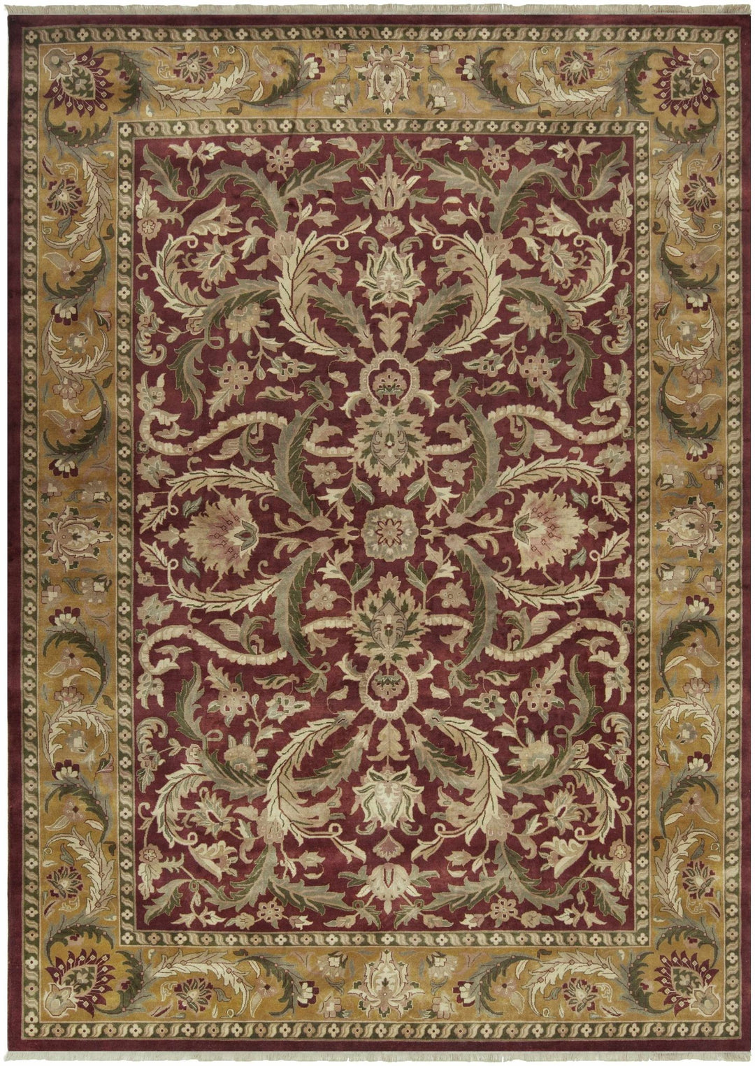 Steuben Traditional Beige And Maroon Hand Knotted Wool Area Rug - The Rug Decor