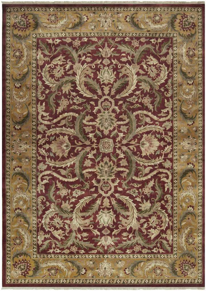 Steuben Traditional Beige And Maroon Hand Knotted Wool Area Rug - The Rug Decor