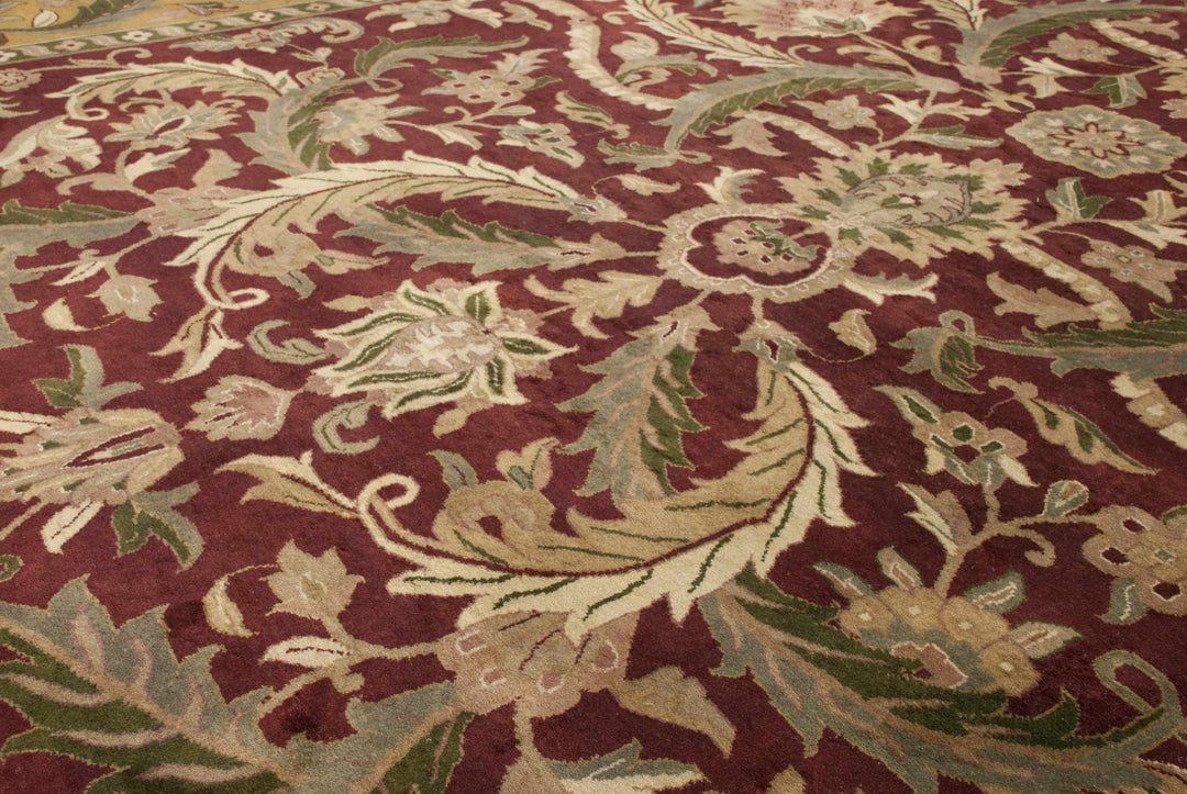 Steuben Traditional Beige And Maroon Hand Knotted Wool Area Rug - The Rug Decor