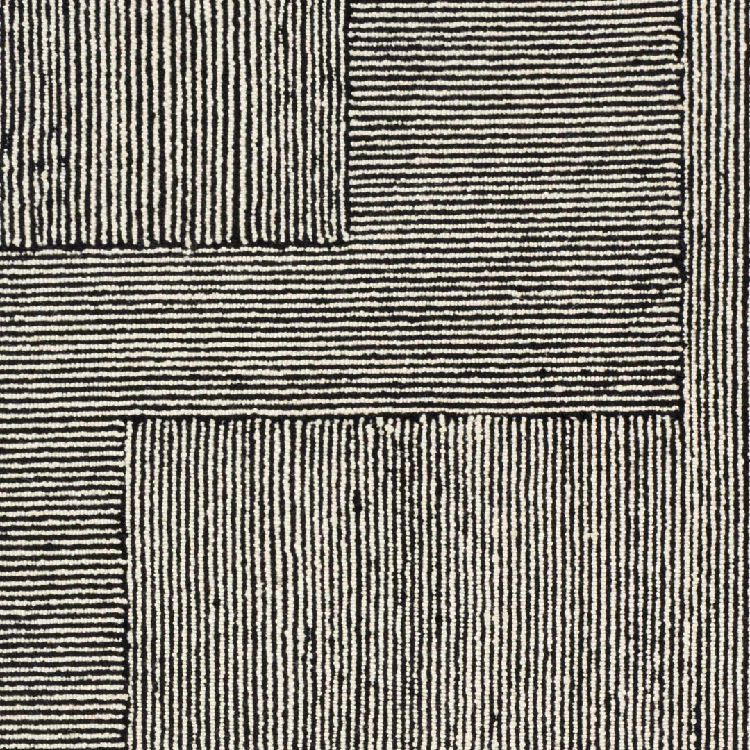 Stevington Transitional Black And Ivory Wool Area Rug - The Rug Decor