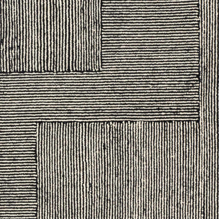 Stevington Transitional Black And Ivory Wool Area Rug - The Rug Decor