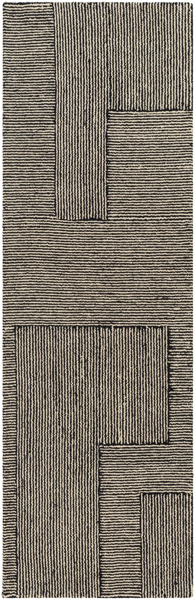 Stevington Transitional Black And Ivory Wool Area Rug - The Rug Decor