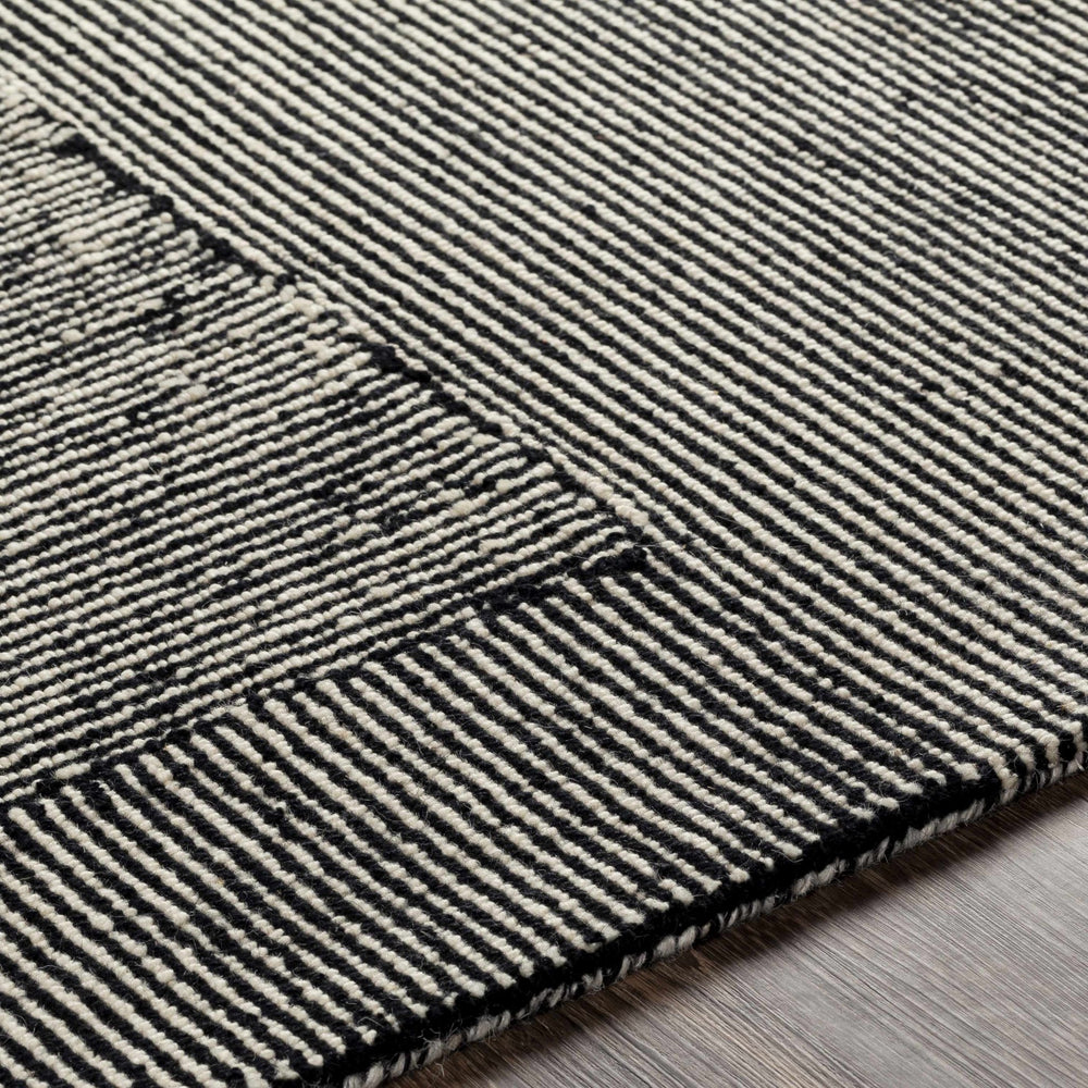 Stevington Transitional Black And Ivory Wool Area Rug - The Rug Decor