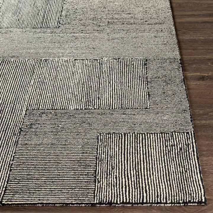 Stevington Transitional Black And Ivory Wool Area Rug - The Rug Decor