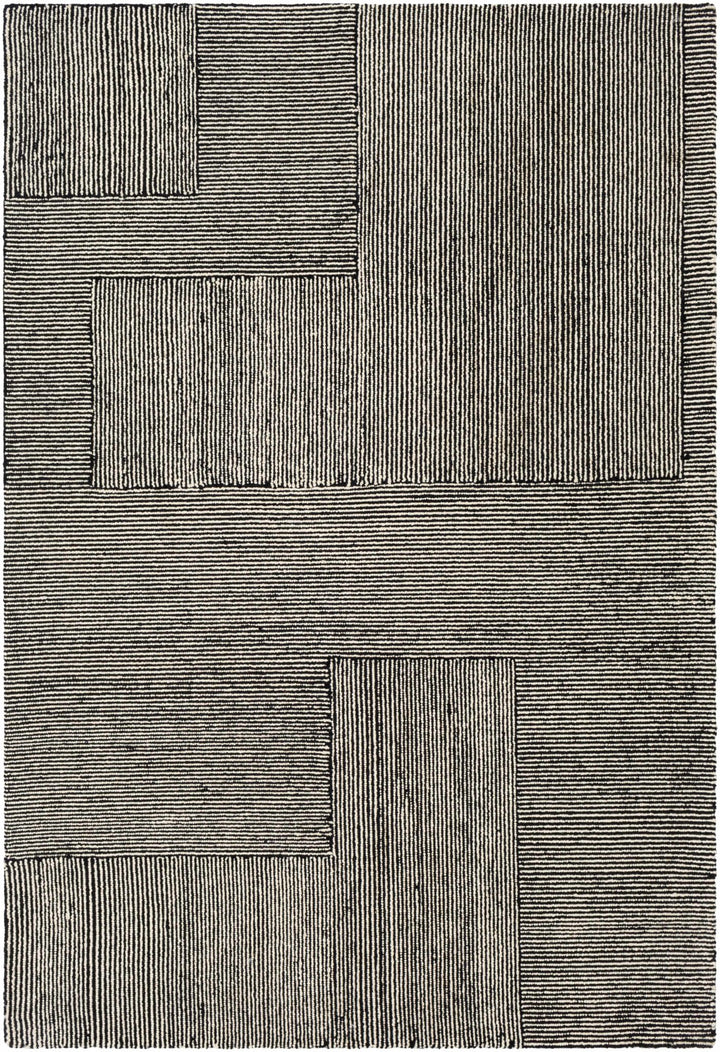 Stevington Transitional Black And Ivory Wool Area Rug - The Rug Decor