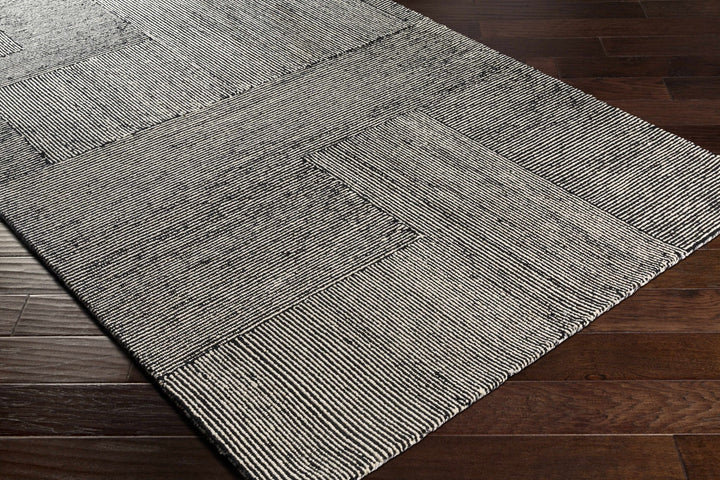 Stevington Transitional Black And Ivory Wool Area Rug - The Rug Decor